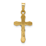 Hollow INRI Crucifix Charm Pendant in Real 14k Multi-Tone Gold