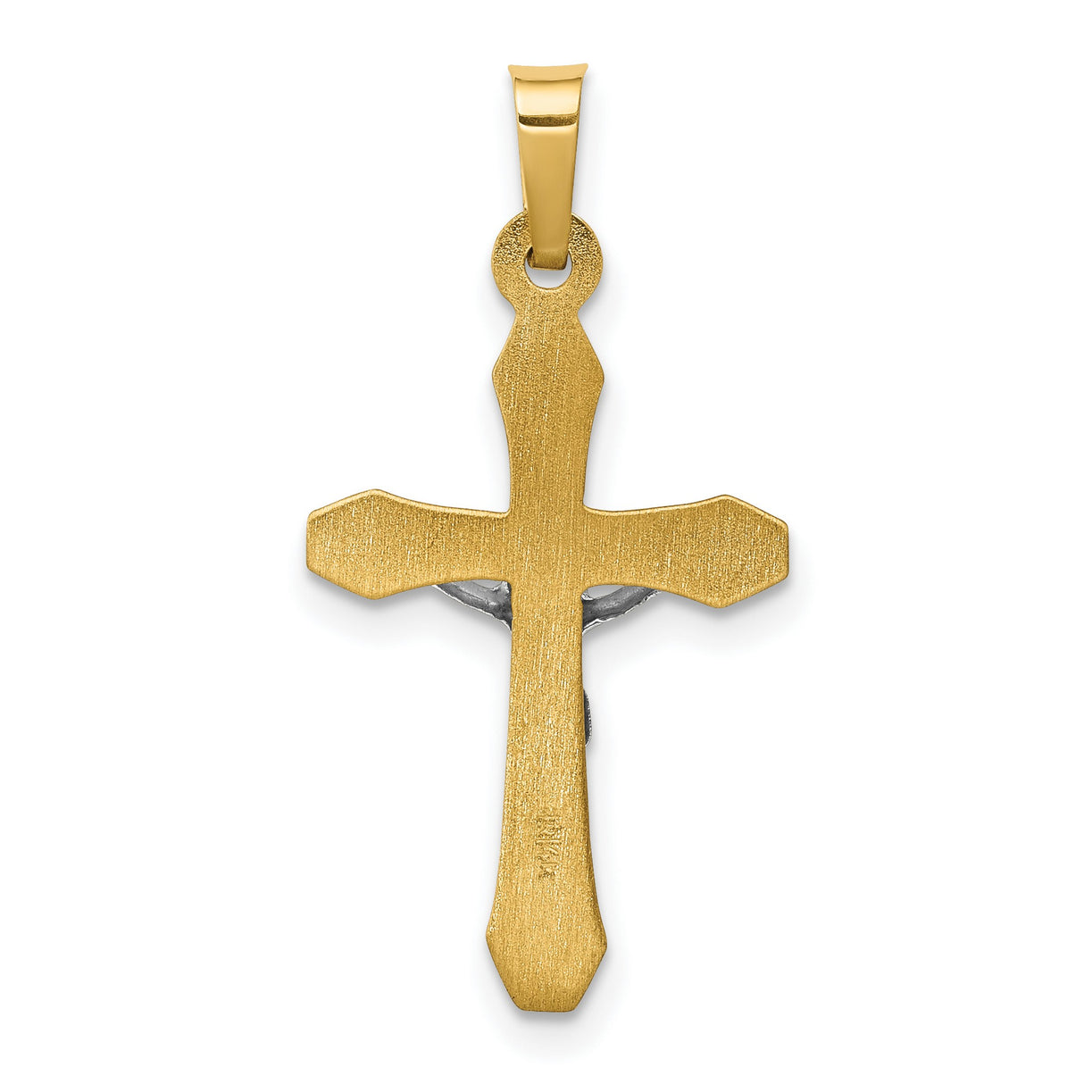 Hollow INRI Crucifix Charm Pendant in Real 14k Multi-Tone Gold