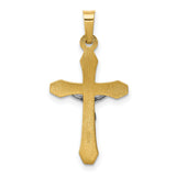 Hollow INRI Crucifix Charm Pendant in Real 14k Multi-Tone Gold