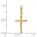 Hollow INRI Latin Crucifix Charm Pendant in Real 14k Yellow Gold