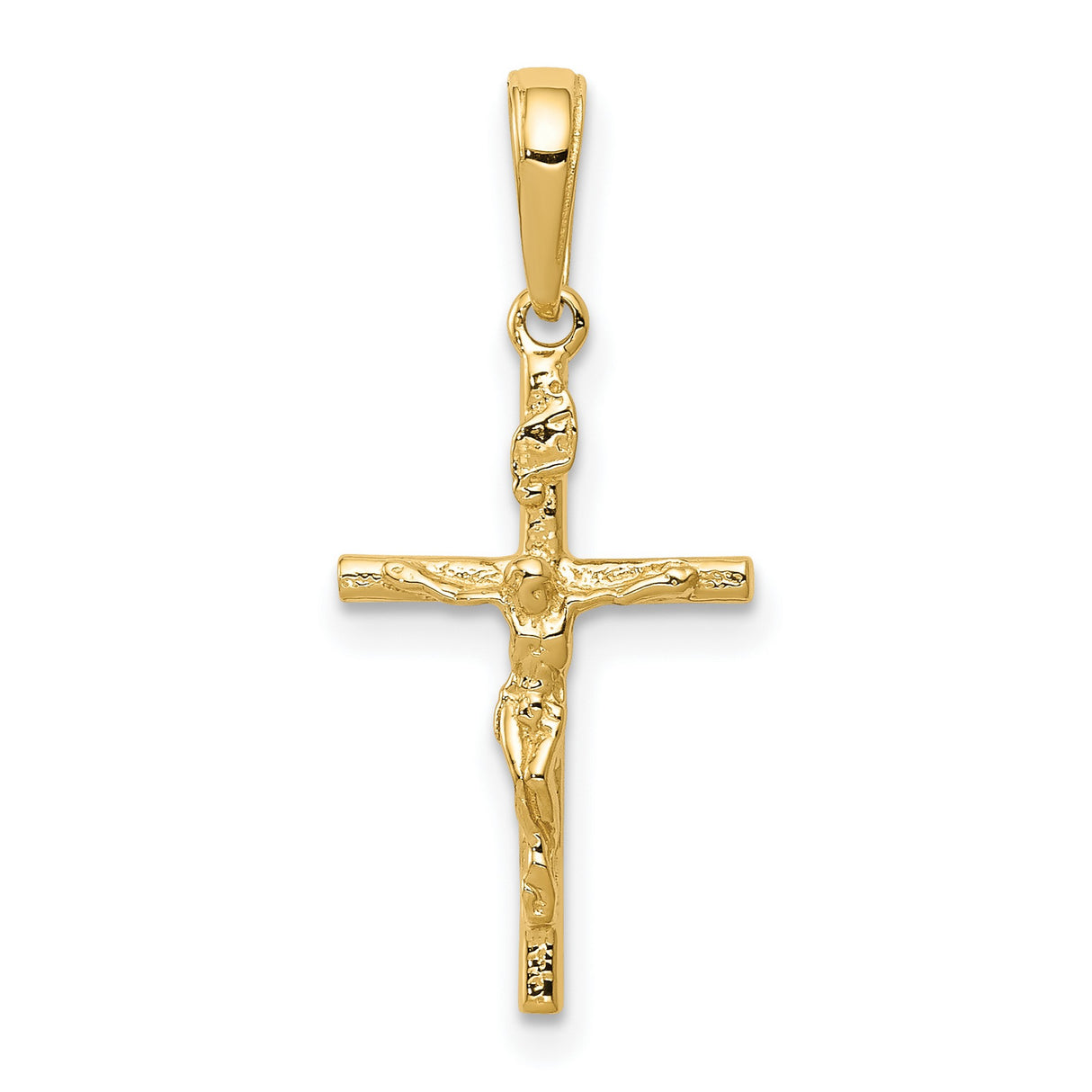 Hollow INRI Latin Crucifix Charm Pendant in Real 14k Yellow Gold