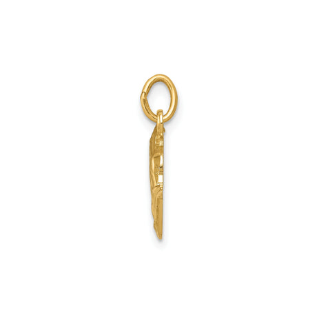 14k Yellow Gold Praying Hands Pendant, Religious Christian Charm for Men and Women