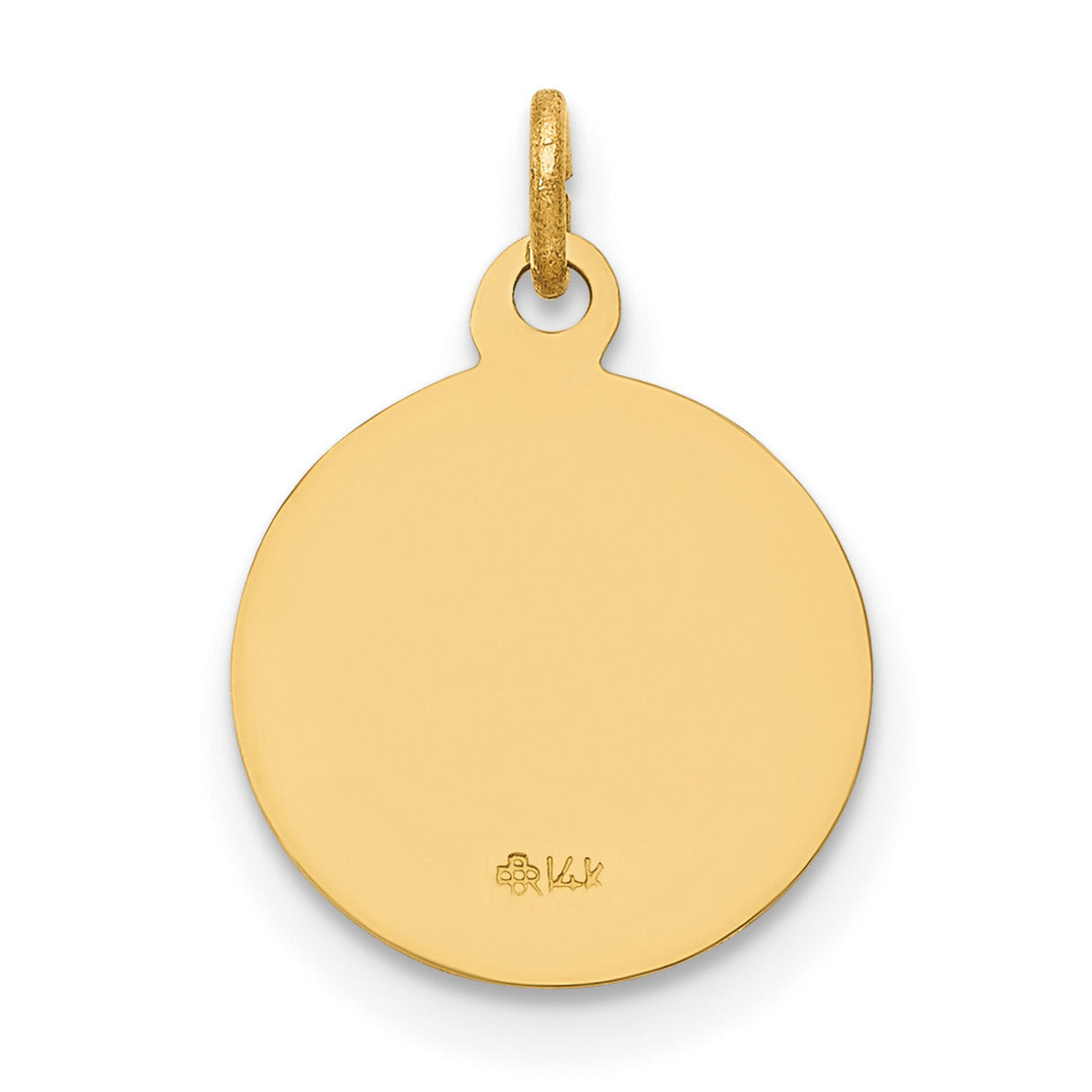 Our Guardian Angel Protect Us Words Round Medal Charm Pendant in Real 14k Yellow Gold