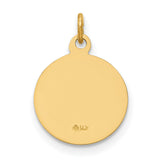 Our Guardian Angel Protect Us Words Round Medal Charm Pendant in Real 14k Yellow Gold