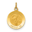 Our Guardian Angel Protect Us Words Round Medal Charm Pendant in Real 14k Yellow Gold