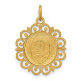 Miraculous Medal Our Lady of Graces Solid Round Charm Pendant in Real 14k Yellow Gold