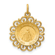 Miraculous Medal Our Lady of Graces Solid Round Charm Pendant in Real 14k Yellow Gold