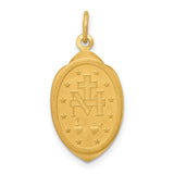 Mary Mother of God Miraculous Medal with Words Solid Oval Charm Pendant in Real 14k Yellow Gold