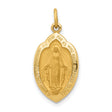 Mary Mother of God Miraculous Medal with Words Solid Oval Charm Pendant in Real 14k Yellow Gold