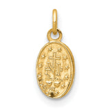 Mary Mother of God Miraculous Medal with Words Solid Oval Charm Pendant in Real 14k Yellow Gold