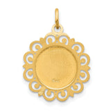 Our Lady of Perpetual Help Pray For Us Words Round Charm Pendant in Real 14k Yellow Gold