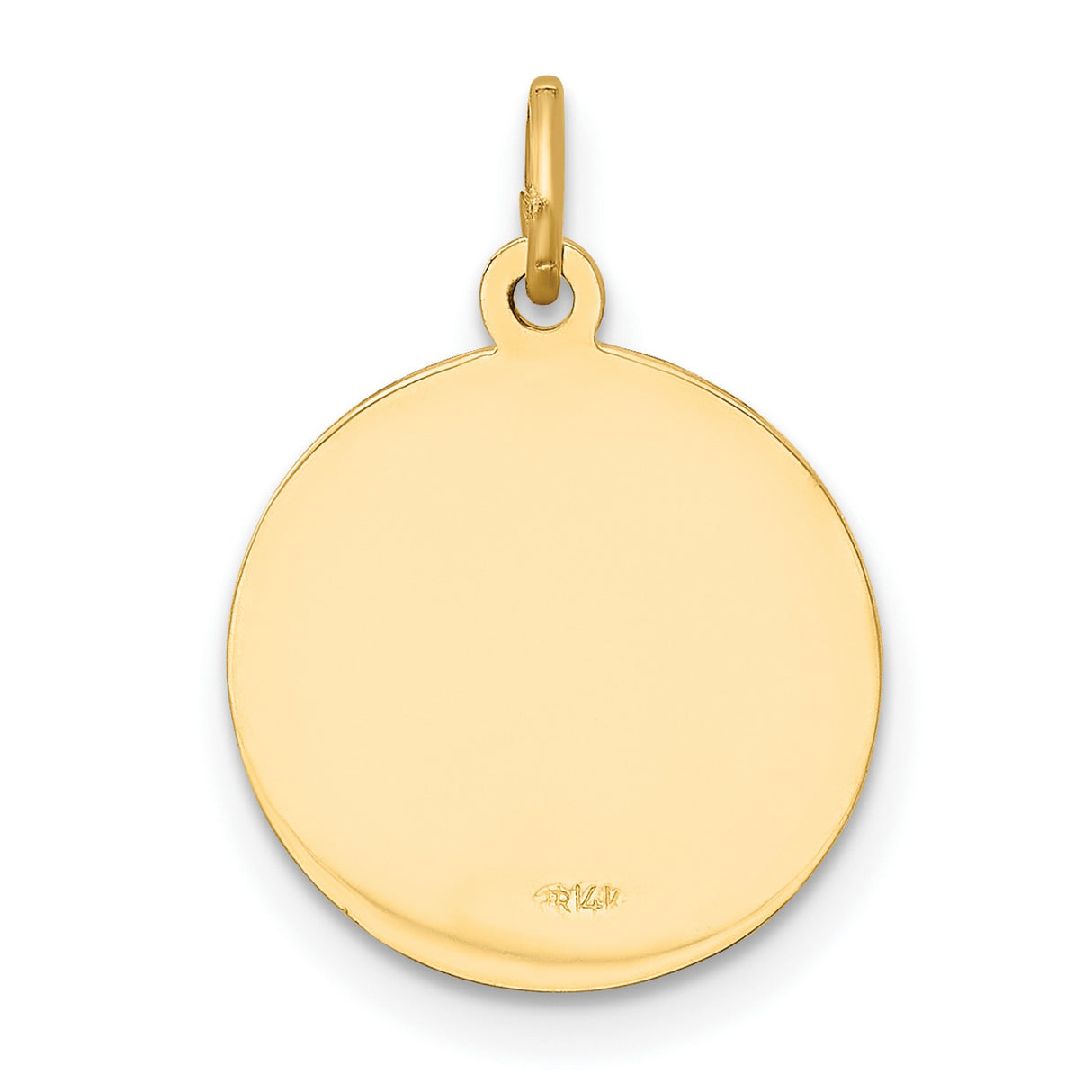 Our Lady of Loreto Pray For Us Words Round Medal Charm Pendant in Real 14k Yellow Gold