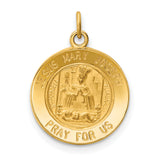 Holy Family Jesus Mary Joseph Pray For Us Nativity Medal Charm Pendant in Real 14k Yellow Gold