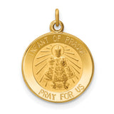 Infant of Prague Pray For Us Words Round Medal Charm Pendant in Real 14k Yellow Gold