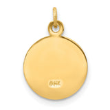 First Holy Communion Words and Religious Figures Solid Round Charm Pendant in Real 14k Yellow Gold