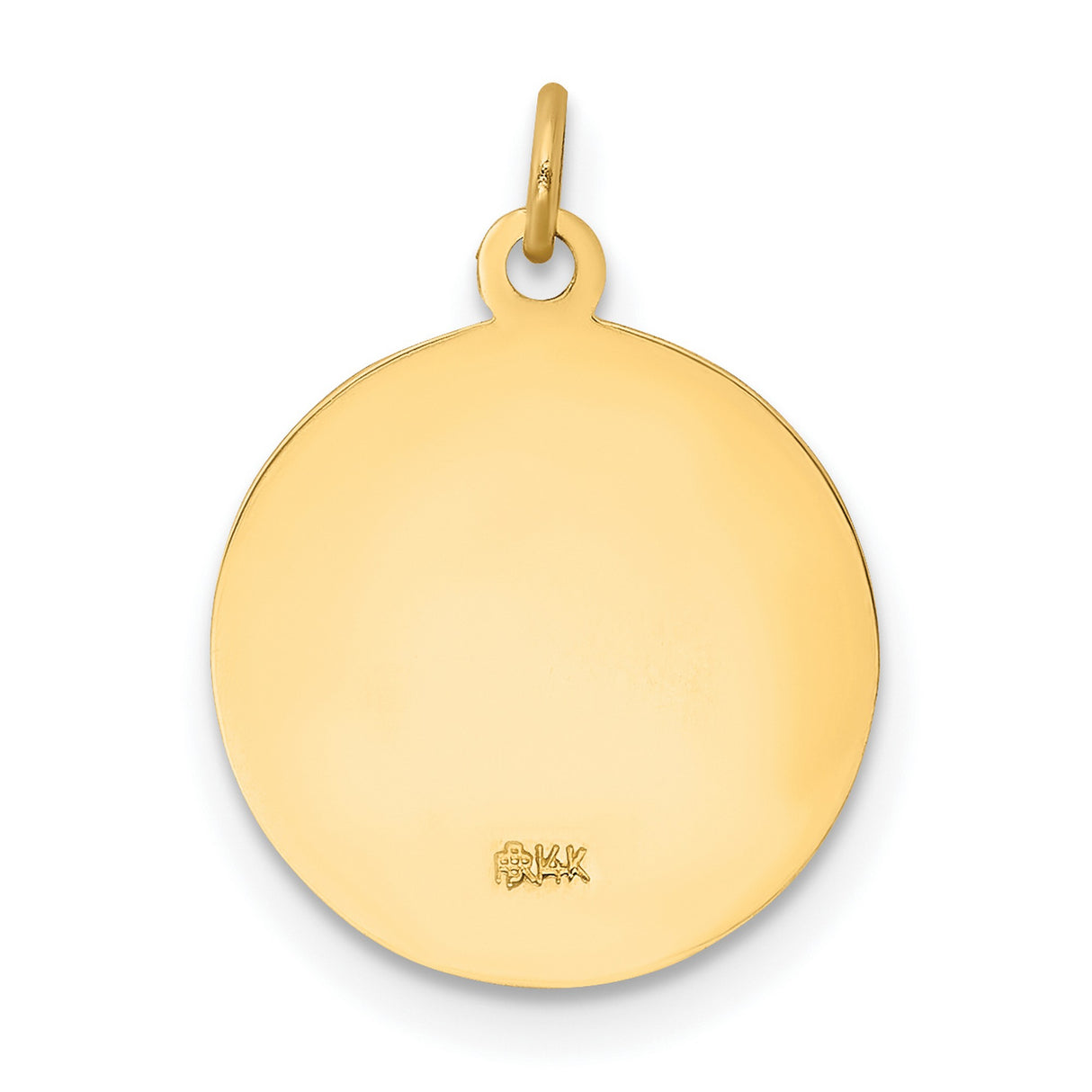 Jesus First Holy Communion Words Solid Round Medal Charm Pendant in Real 14k Yellow Gold