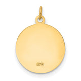 Jesus First Holy Communion Words Solid Round Medal Charm Pendant in Real 14k Yellow Gold