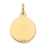 Holy Communion Words and Chalice Cup Round Medal Charm Pendant in Real 14k Yellow Gold