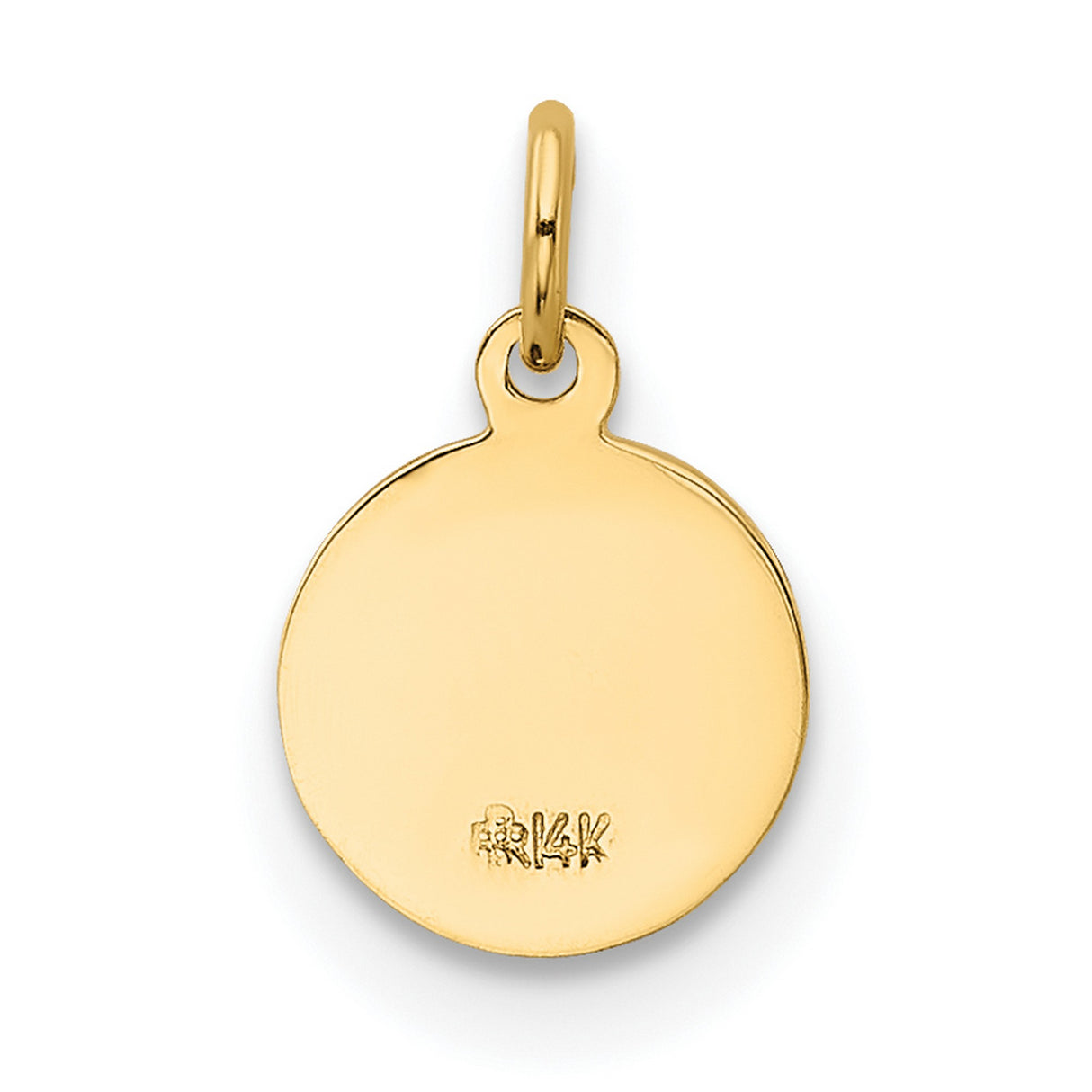 Mini Saint Christopher Protect Us Words Solid Round Medal Charm Pendant in Real 14k Yellow Gold