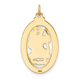 Saint Christopher Protect Us Words Open Oval Medal Charm Pendant in Real 14k Yellow Gold