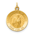 Saint Francis Of Assisi Pray For Us Words Round Medal Charm Pendant in Real 14k Yellow Gold