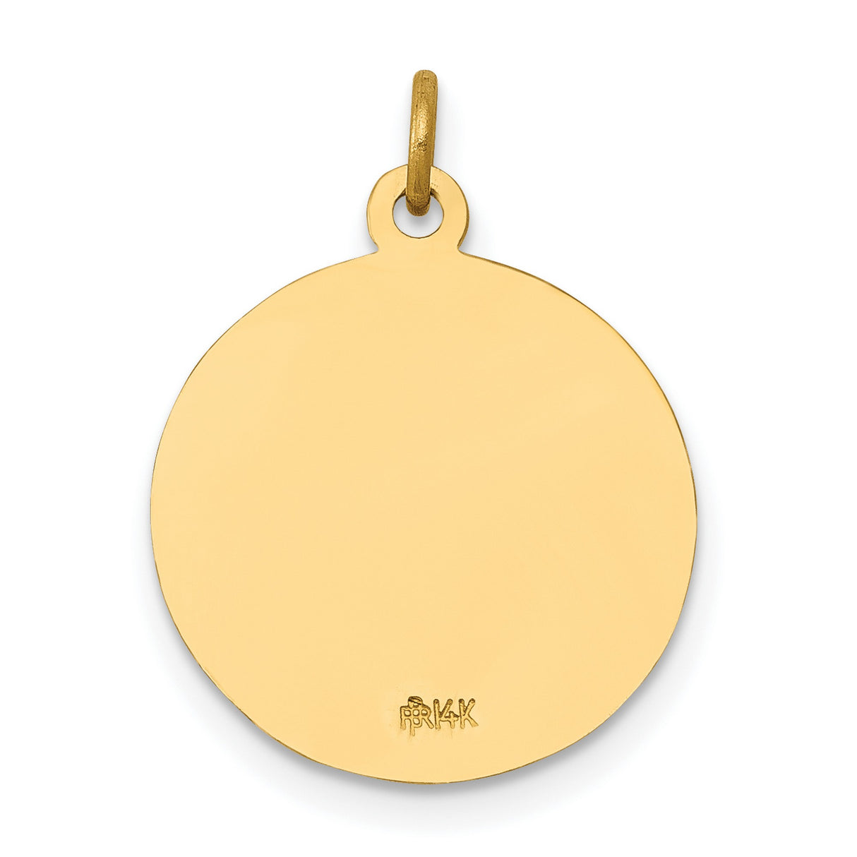 Solid Saint John Pray For Us Words Round Medal Charm Pendant in Real 14k Yellow Gold