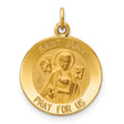 Solid Saint John Pray For Us Words Round Medal Charm Pendant in Real 14k Yellow Gold