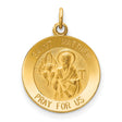 Solid Saint Matthew Pray For Us Words Round Medal Charm Pendant in Real 14k Yellow Gold