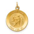 Solid Saint Luke Pray For Us Words Round Medal Charm Pendant in Real 14k Yellow Gold