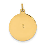 Solid Saint Patrick Pray For Us Words Round Medal Charm Pendant in Real 14k Yellow Gold