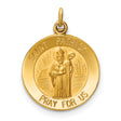 Solid Saint Patrick Pray For Us Words Round Medal Charm Pendant in Real 14k Yellow Gold