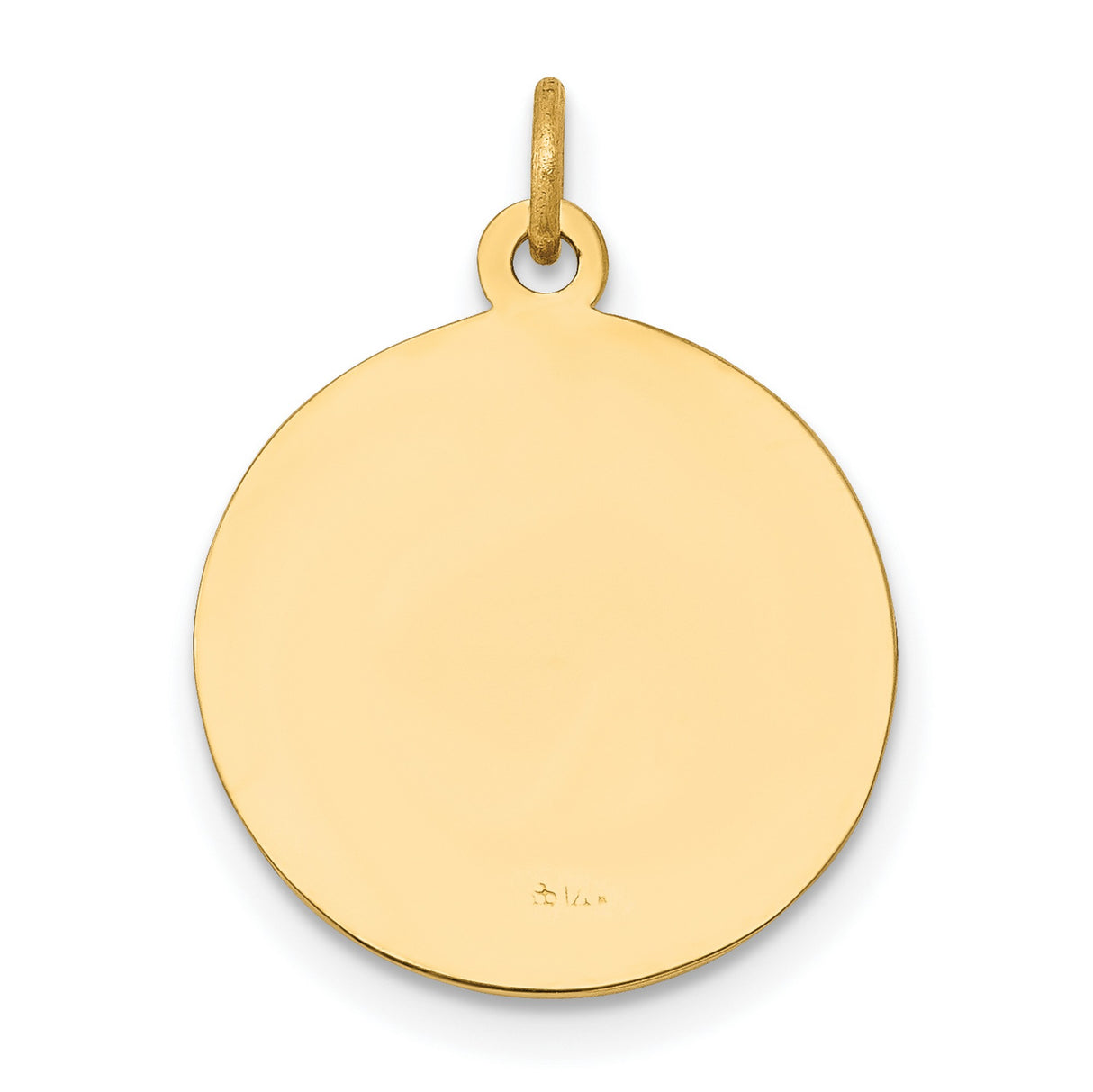 Solid Saint John Baptist Pray For Us Words Round Medal Charm Pendant in Real 14k Yellow Gold