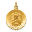 Solid Saint Paul Pray For Us Words Round Medal Charm Pendant in Real 14k Yellow Gold