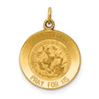 Solid Saint George Pray For Us Words Round Medal Charm Pendant in Real 14k Yellow Gold