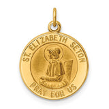 14k Yellow Gold Saint Elizabeth Seton Medal Pendant, Catholic Religious Charm for Women or Unisex Wearers