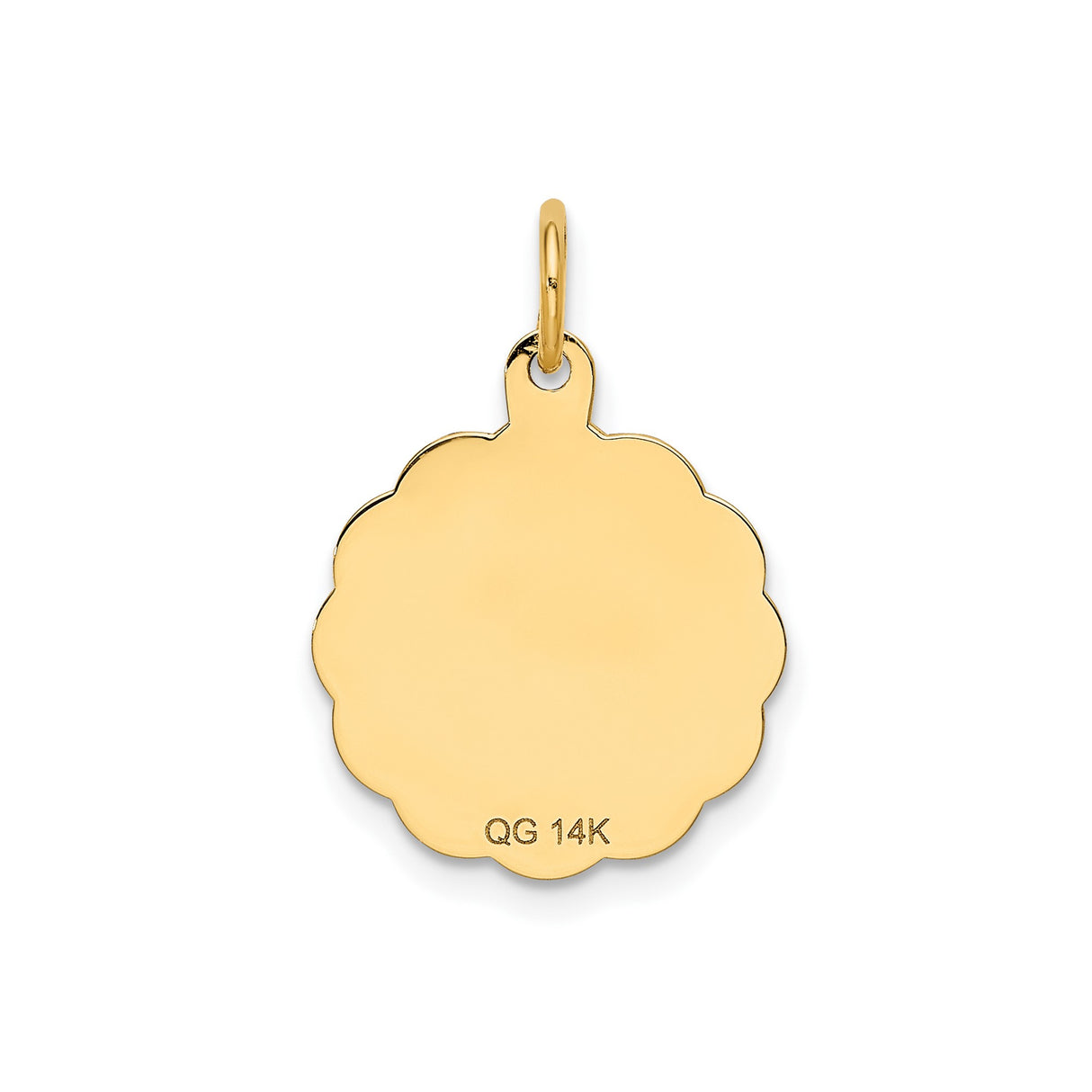 14k Yellow Gold Star of David Pendant, Polished Round Disc Religious Medallion