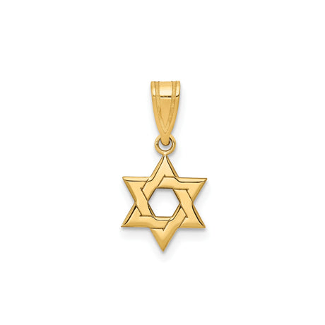 14k Yellow Gold Star of David Pendant, Polished Interlocking Jewish Symbol, Unisex Charm