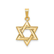14k Yellow Gold Star of David Pendant, Interlocking Triangle Judaica Charm