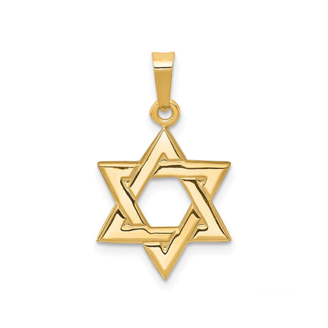14k Yellow Gold Star of David Pendant, Interlocking Triangle Judaica Charm