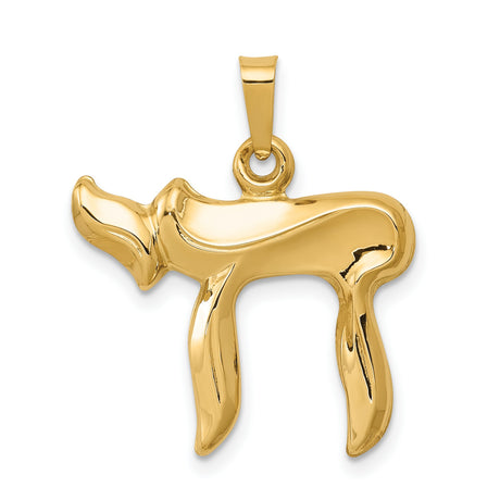14k Yellow Gold Chai Pendant with Hebrew Life Symbol, Jewish Faith Charm