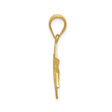 14k Yellow Gold Star of David Pendant with Textured Openwork Design, Unisex Judaica Charm