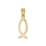 14k Yellow Gold Ichthys Fish Pendant, Christian Symbol, Minimalist Religious Charm for Women or Unisex Wear
