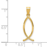 Solid Religious Ichthus Fish Charm Pendant in Real 14k Yellow Gold