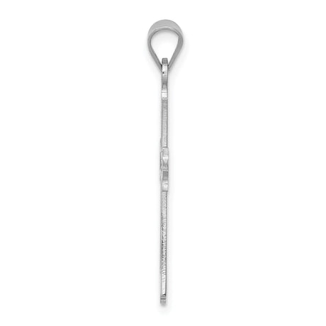 14k White Gold Cross Pendant with Flared Tips and Ornate Cutout Design