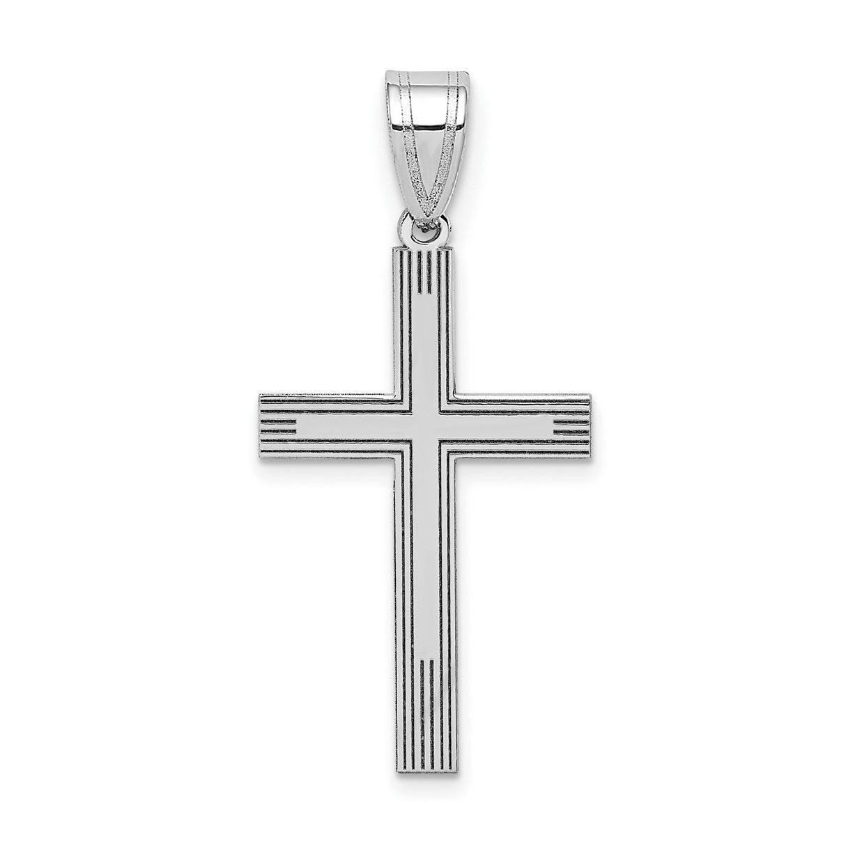 Latin Cross Charm Pendant in Real 14k White Gold