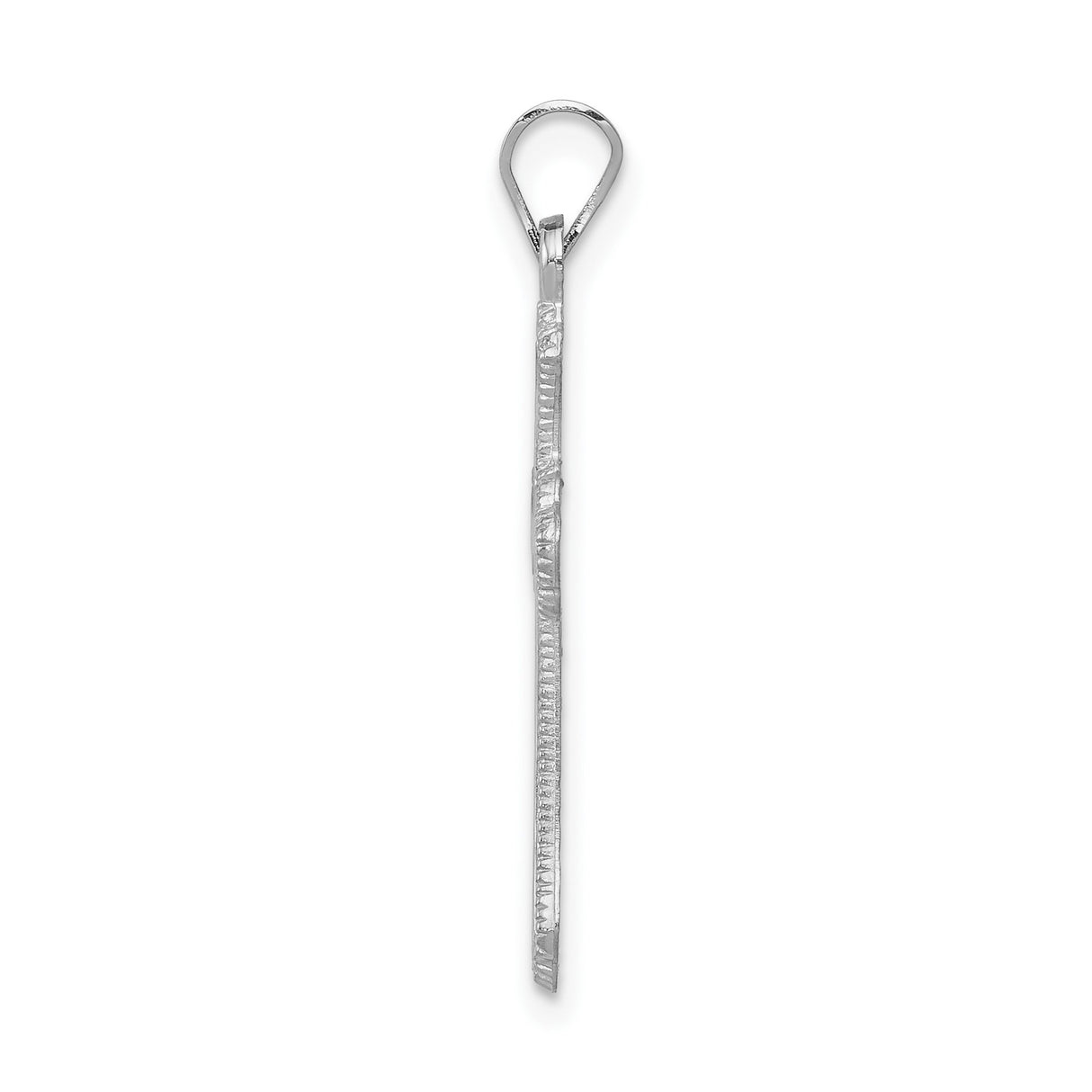 14k White Gold Cross Pendant with Flared Fleur Design, Polished Christian Jewelry for Women or Unisex Wear