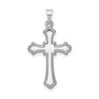 14k White Gold Cross Pendant with Flared Fleur Design, Polished Christian Jewelry for Women or Unisex Wear