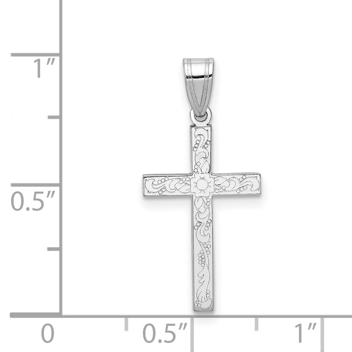 Latin Cross Charm Pendant in Real 14k White Gold