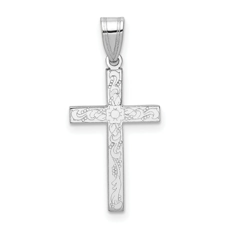 Latin Cross Charm Pendant in Real 14k White Gold