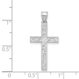 Engravable Latin Cross Charm Pendant in Real 14k White Gold